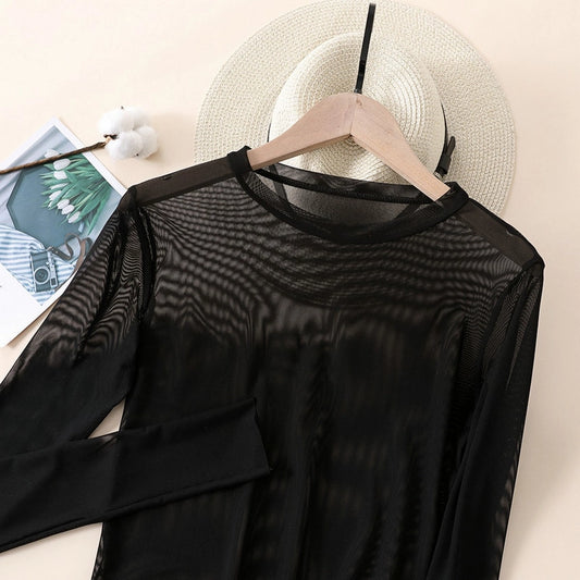 Candy Color Mesh Long Sleeve