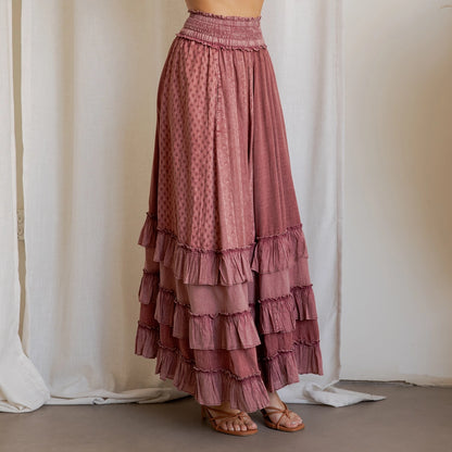 Rustic Smocked Maxi Skirt