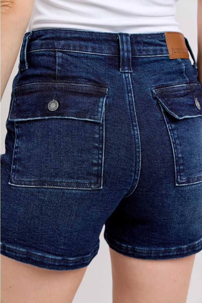 Back Flap Pocket High Waisted Shorts