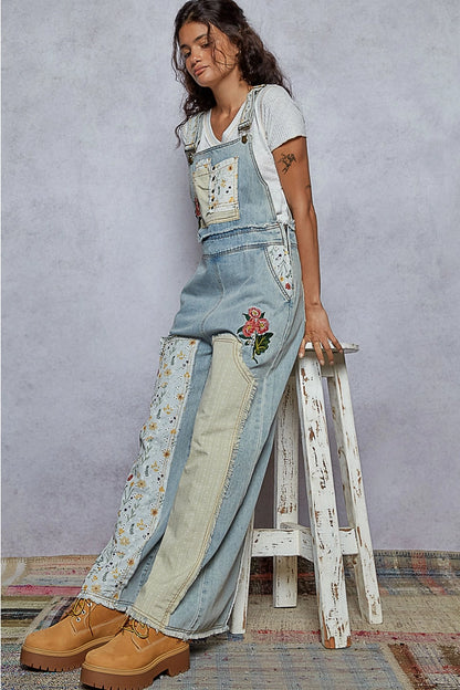 Patchwork Floral Overalls