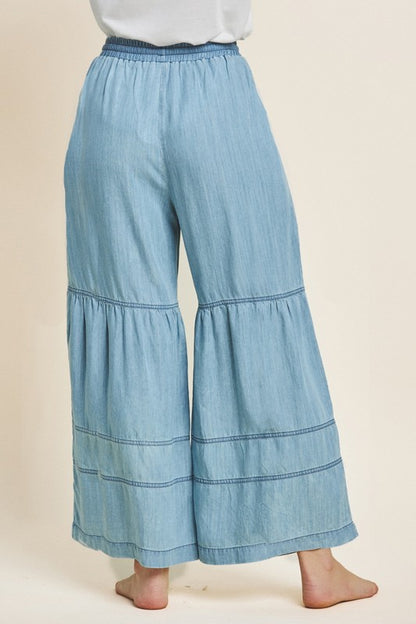 Denim Tiered Wide Leg