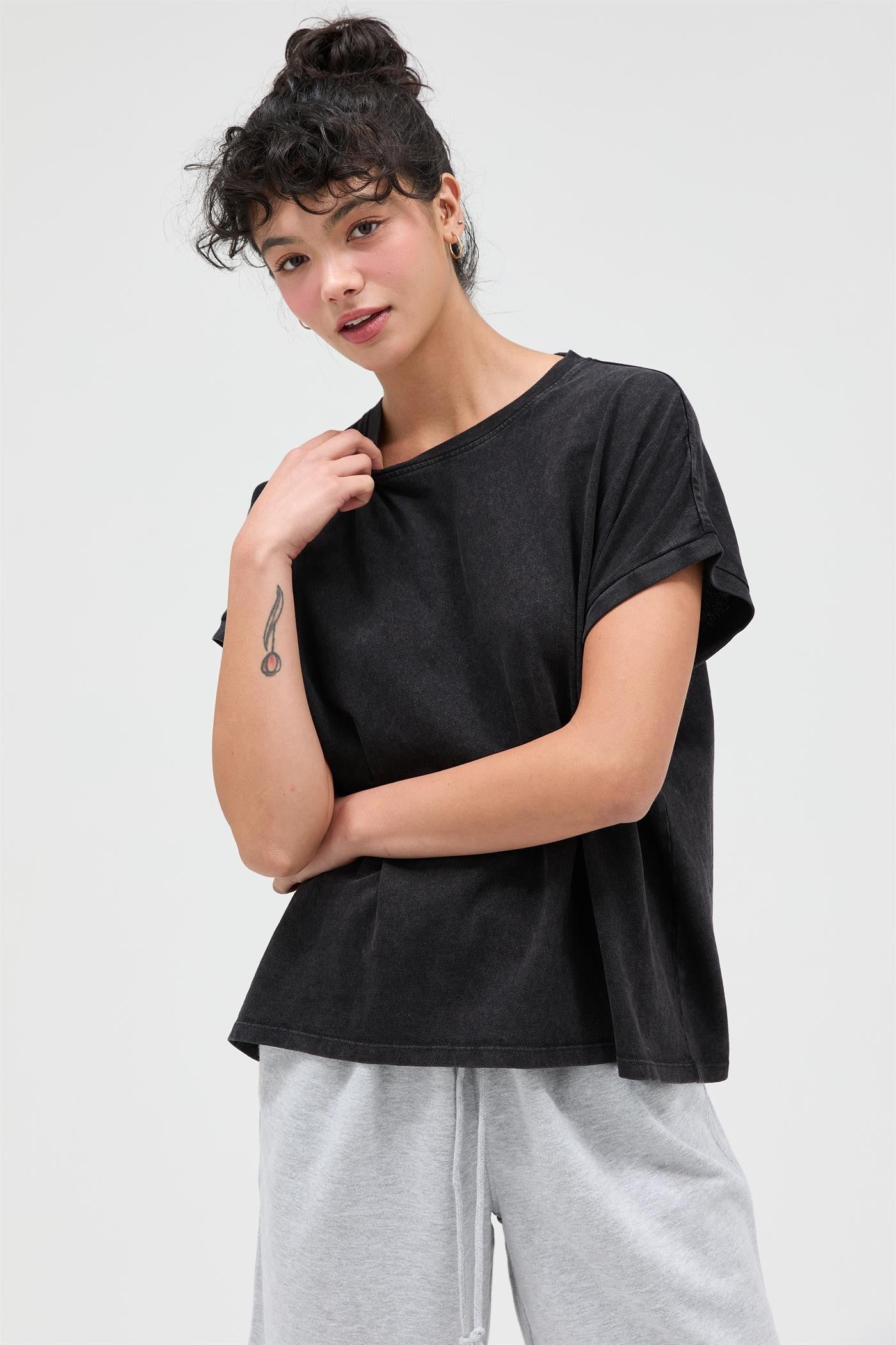 Cap Sleeve Mineral Wash Tee