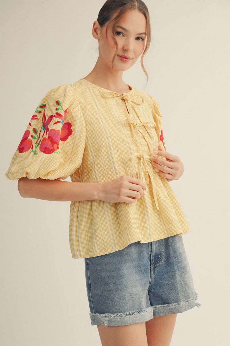 Gingham Peplum Blouse