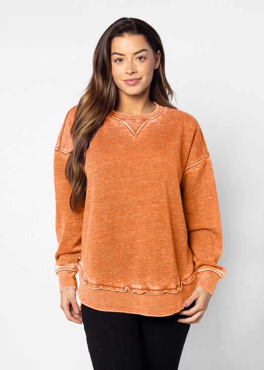 Burnt Orange Burnout Hi-Low Crew