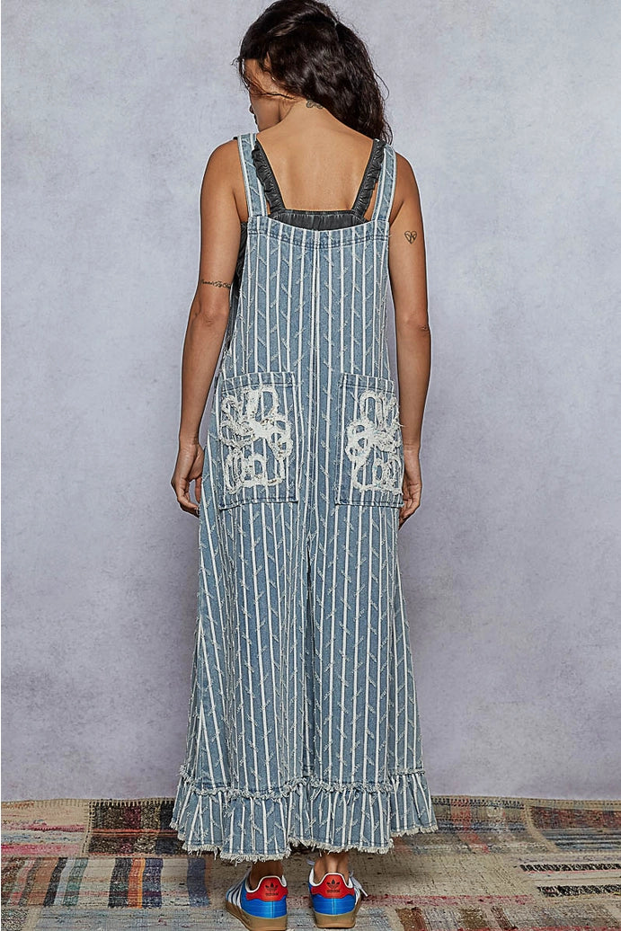 Embroidered Twill Overalls