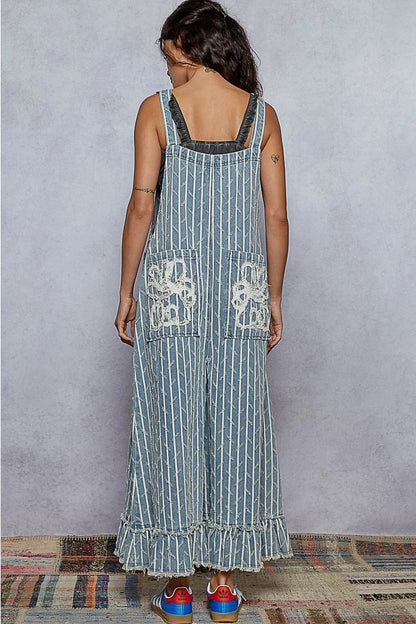 Embroidered Twill Overalls