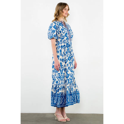 Puff Sleeve Print Maxi Dress