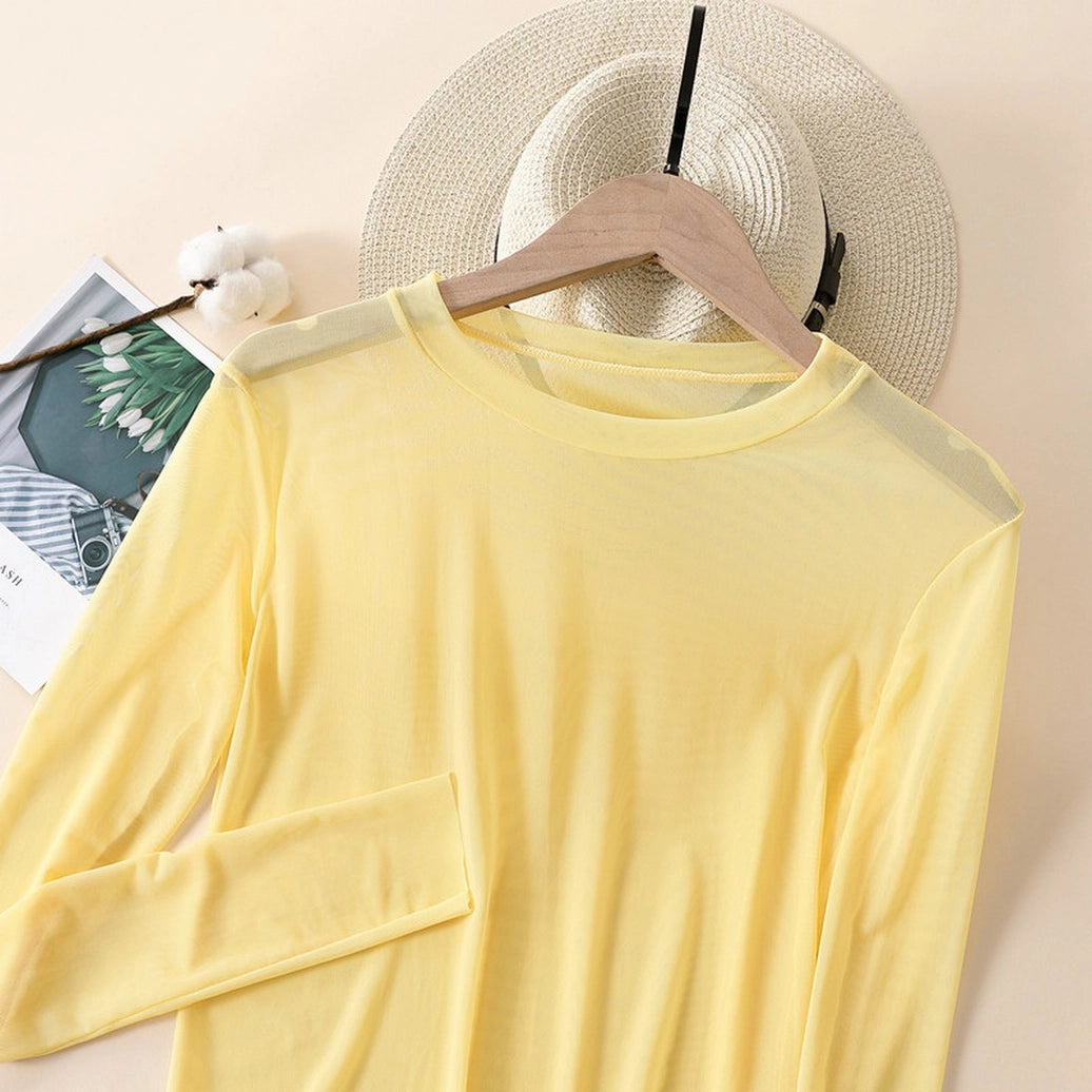 Candy Color Mesh Long Sleeve