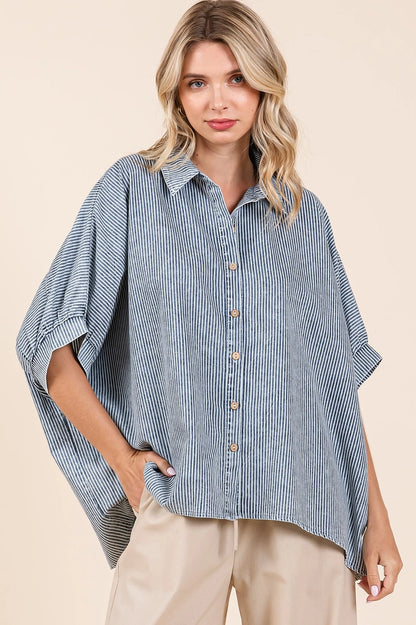 Striped Cotton Button Down