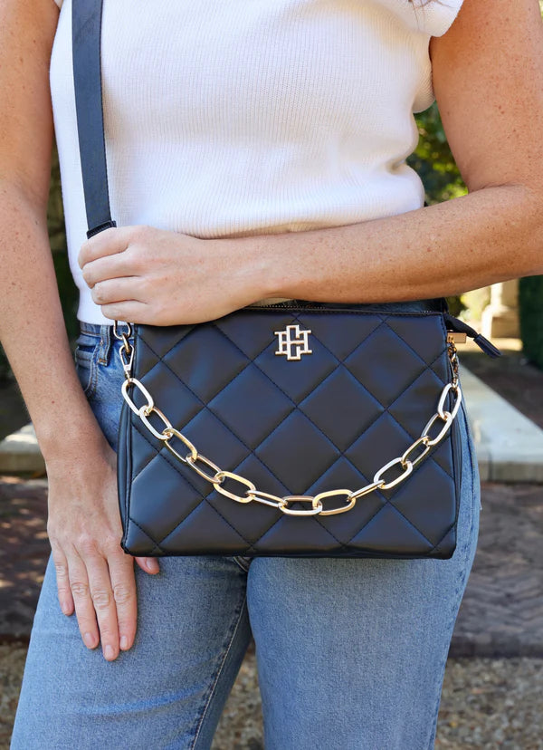 Ariana Crossbody in Black Quilted