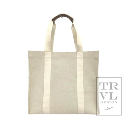 Luxe Linen XL Runaround Tote - Sand-Coco