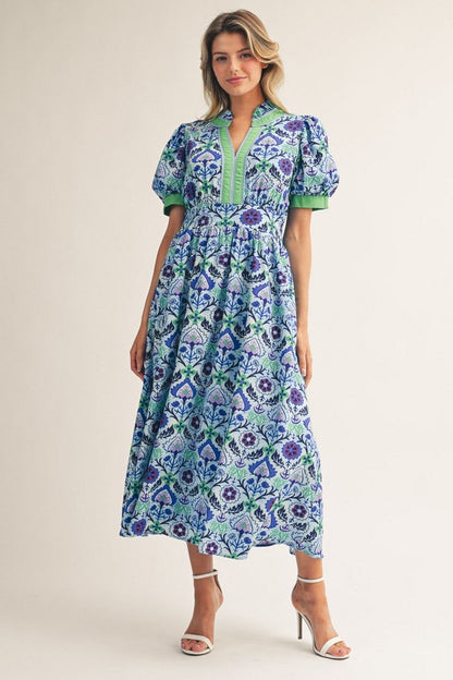 Short Sleeve Boho Midi