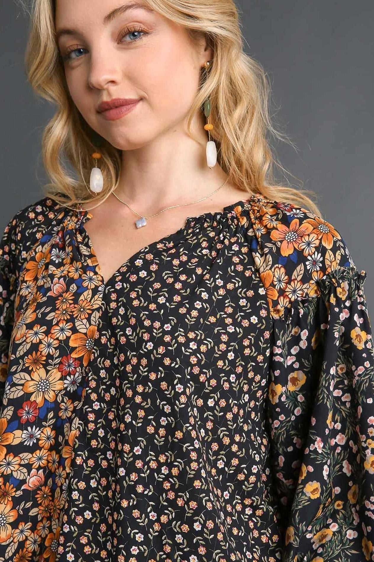 Mixed Flower Print Top