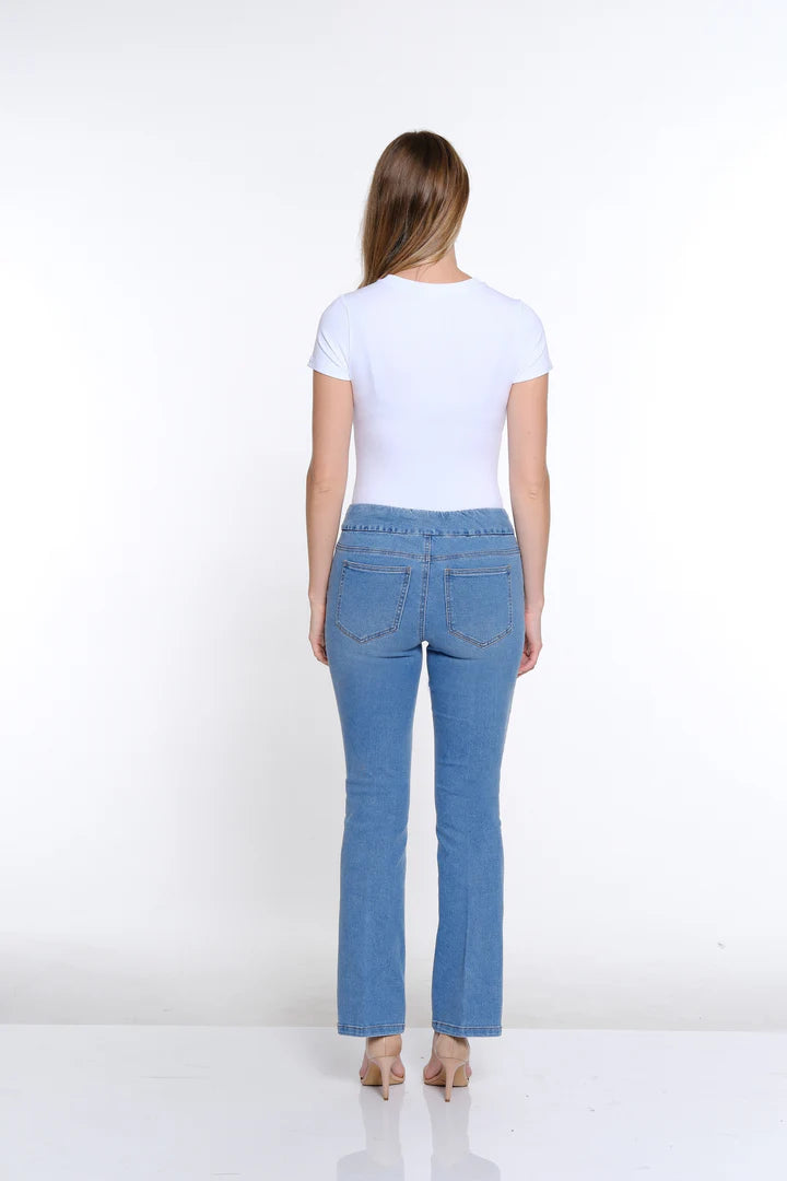 Pintuck Flare Leg Jeans