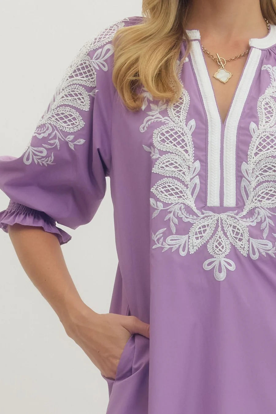 Lavender Embroidered Dress