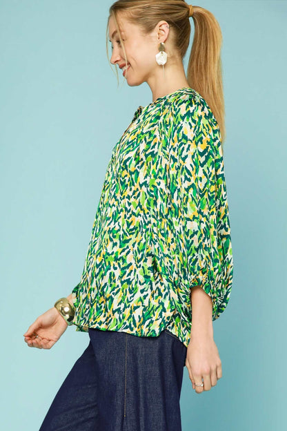 Split Neck Oversized Blouse