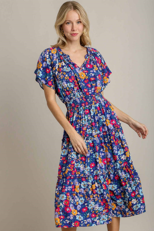 Floral Flutter Sleeve Dress