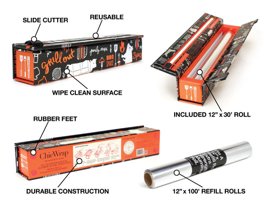 BBQ Grill Aluminum Foil 12" x 30' Dispenser