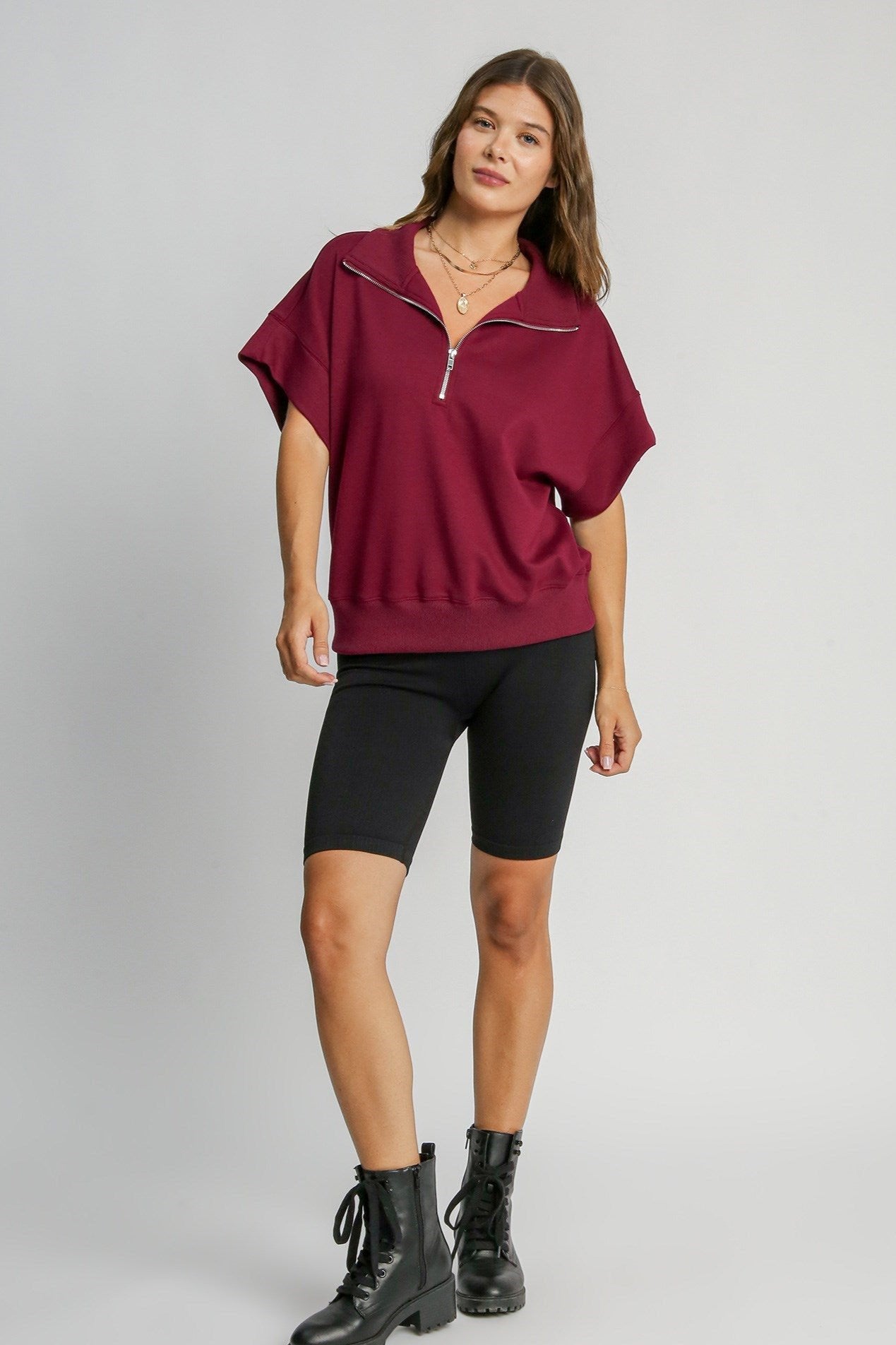 Buttery Soft Knit Short Sleeve 1/4 Zip