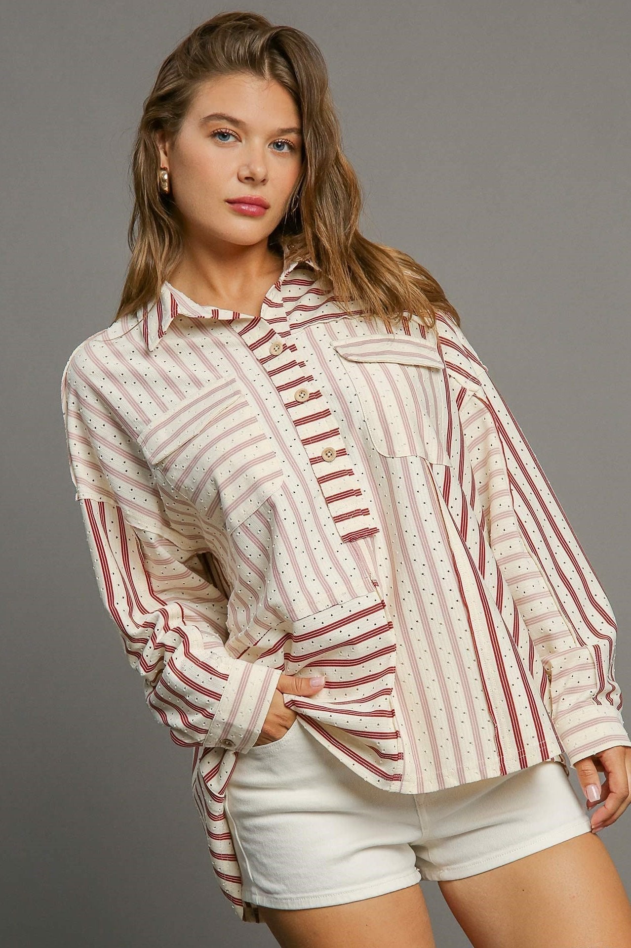 Collared Stripe Top