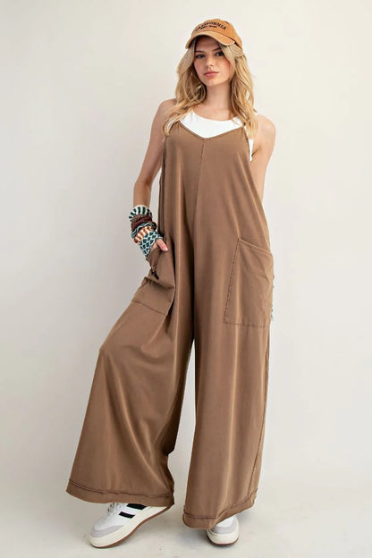 Mineral Wash Cotton Jumpsuit