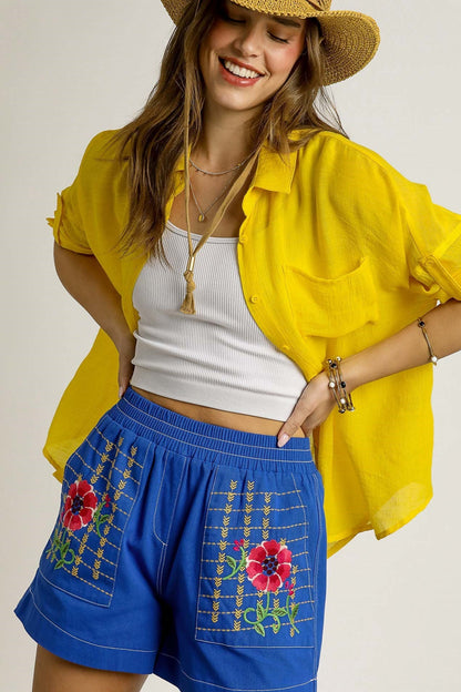 Boho Embroidered Shorts