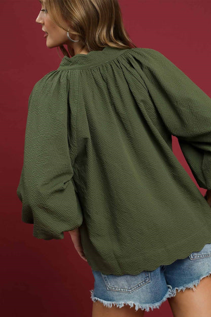 Textured V-Neck Blouse