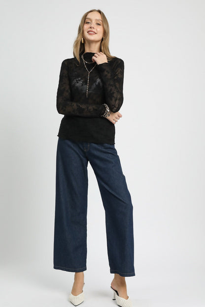Sheer Lace Long Sleeve Top