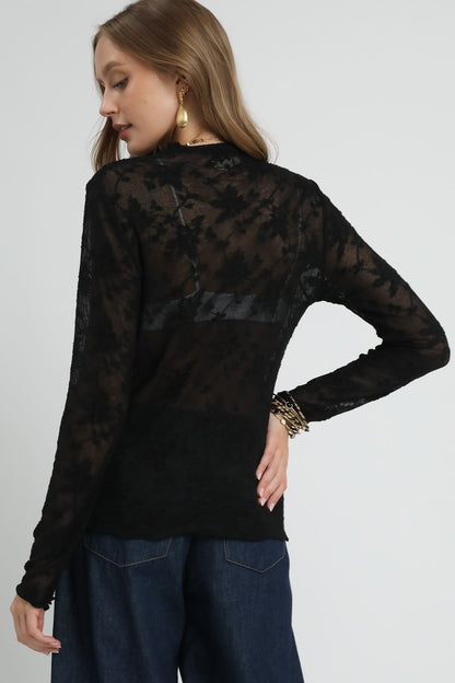 Sheer Lace Long Sleeve Top