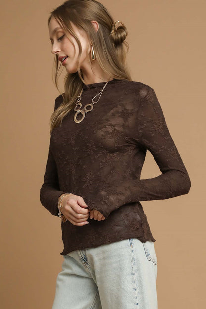 Sheer Lace Long Sleeve Top