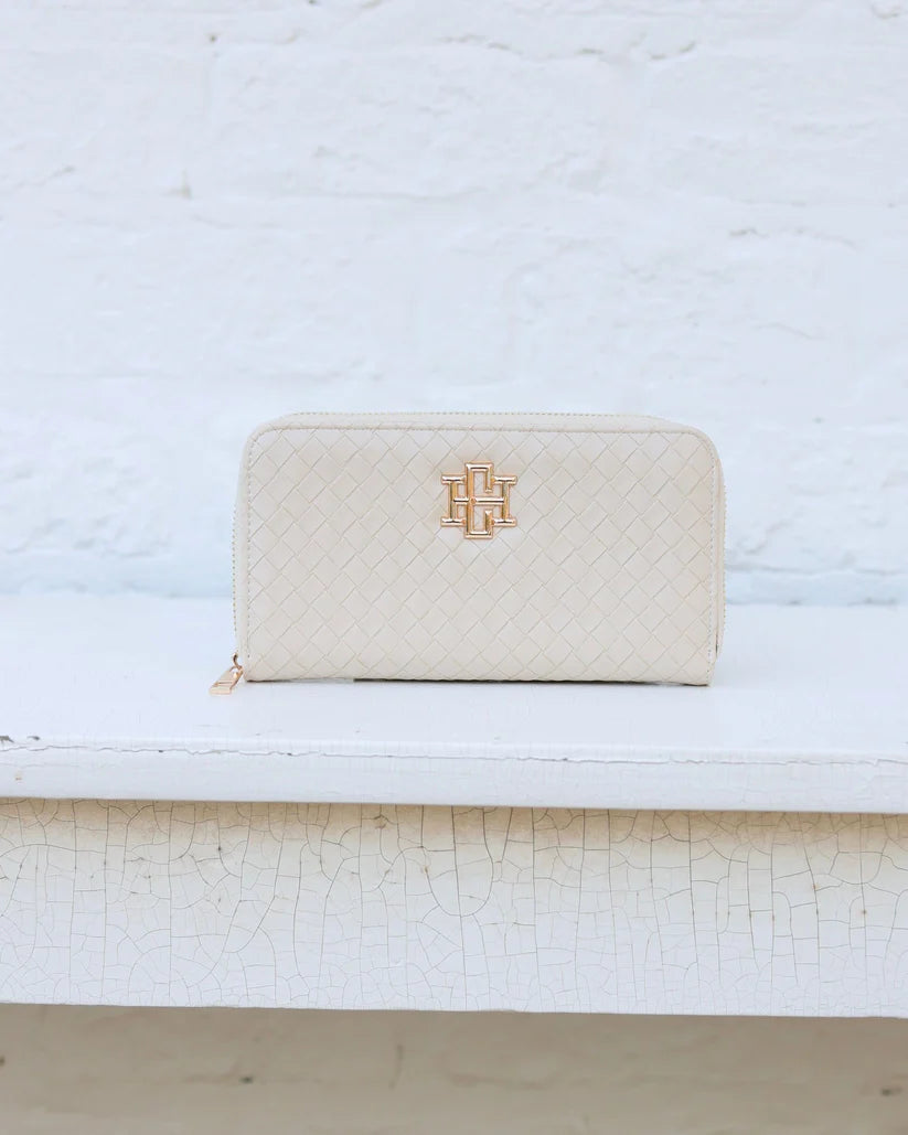 Penelope Wallet in Woven Almond