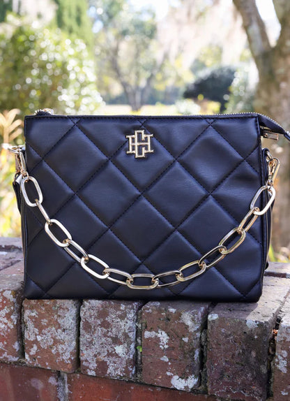 Ariana Crossbody in Black Quilted