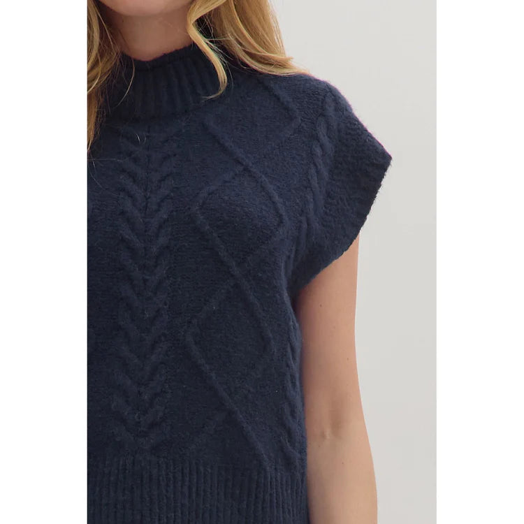 Mock Neck Cap Sleeve Sweater