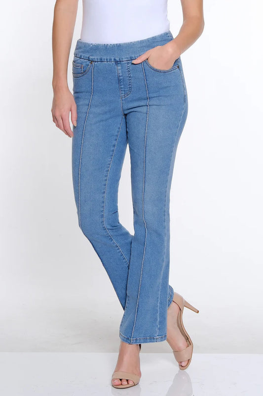 Pintuck Flare Leg Jeans