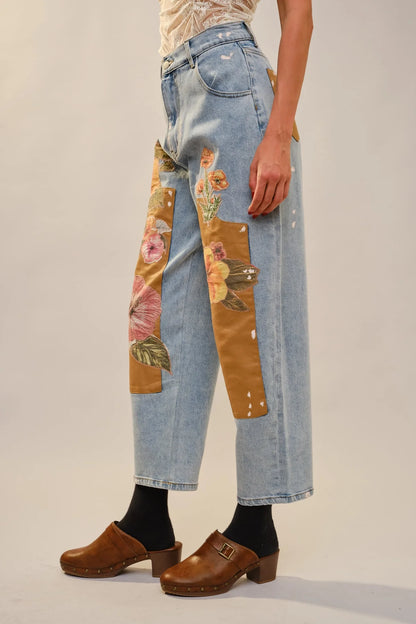 Flower Patch Barrel Leg Jean