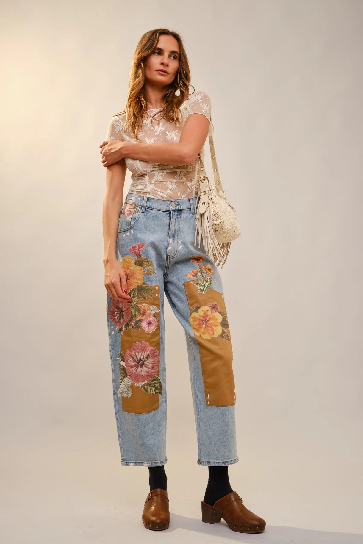 Flower Patch Barrel Leg Jean