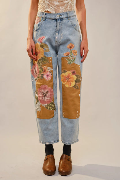 Flower Patch Barrel Leg Jean