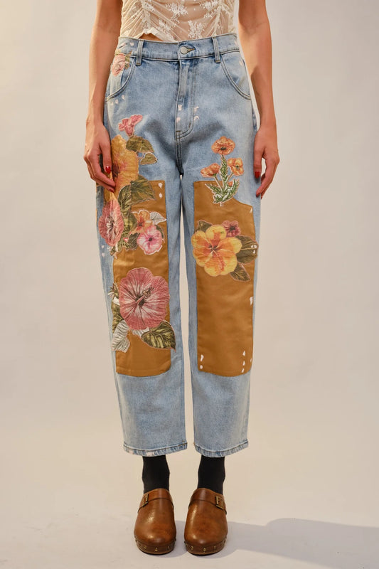 Flower Patch Barrel Leg Jean