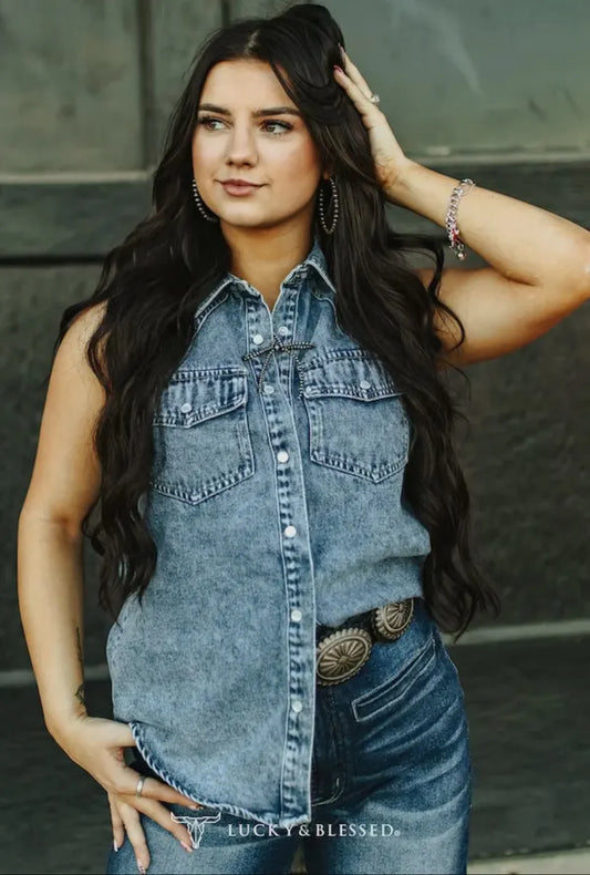 Vintage Acid Wash Denim Shirt