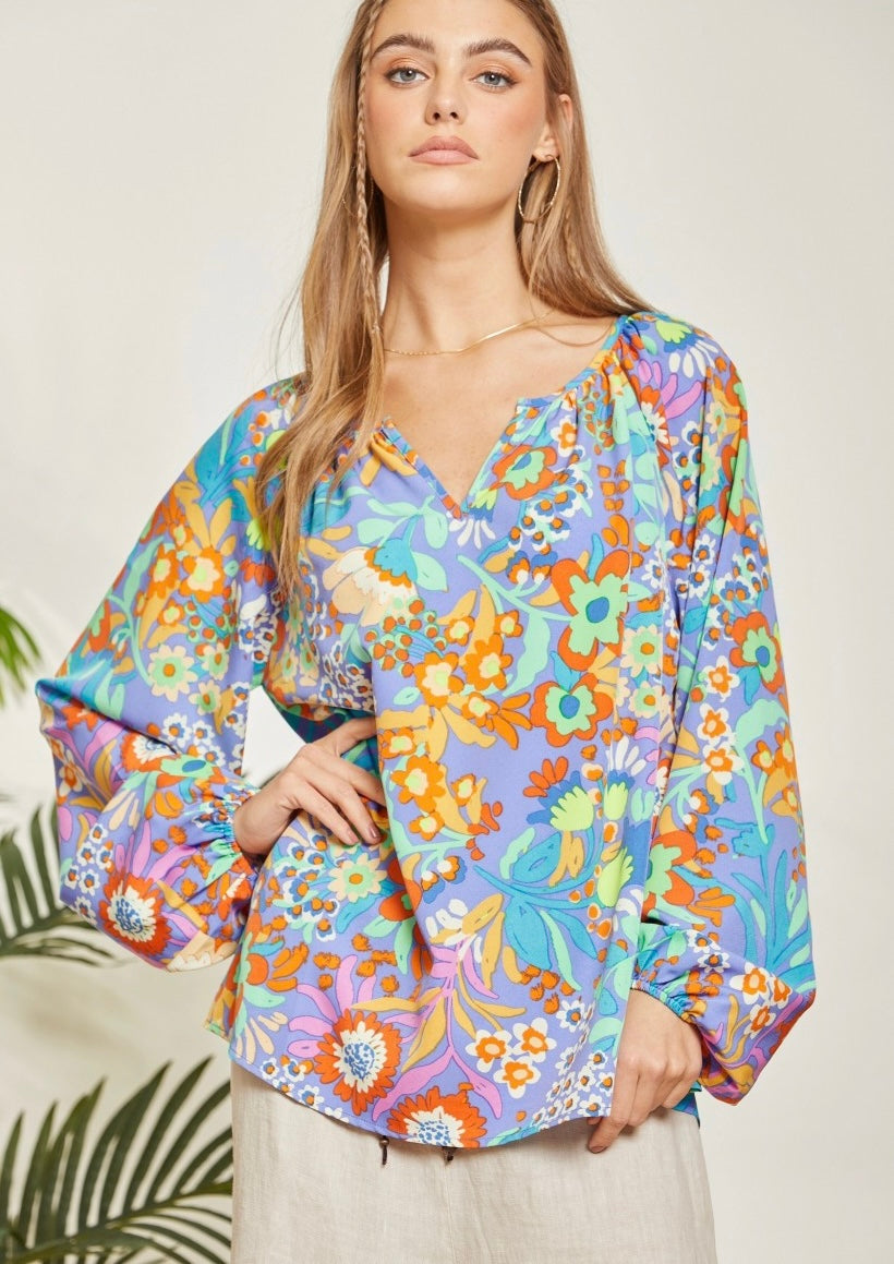 Long Sleeve Floral Printed Top