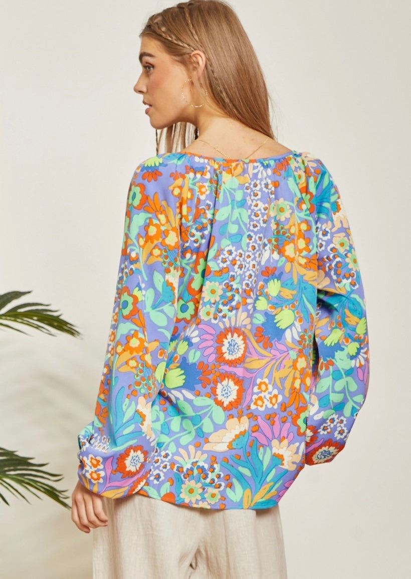 Long Sleeve Floral Printed Top