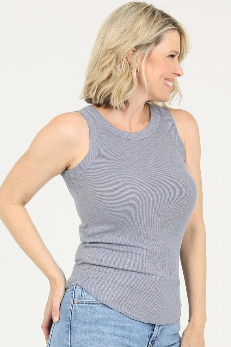 High Neck Ribbed Tank