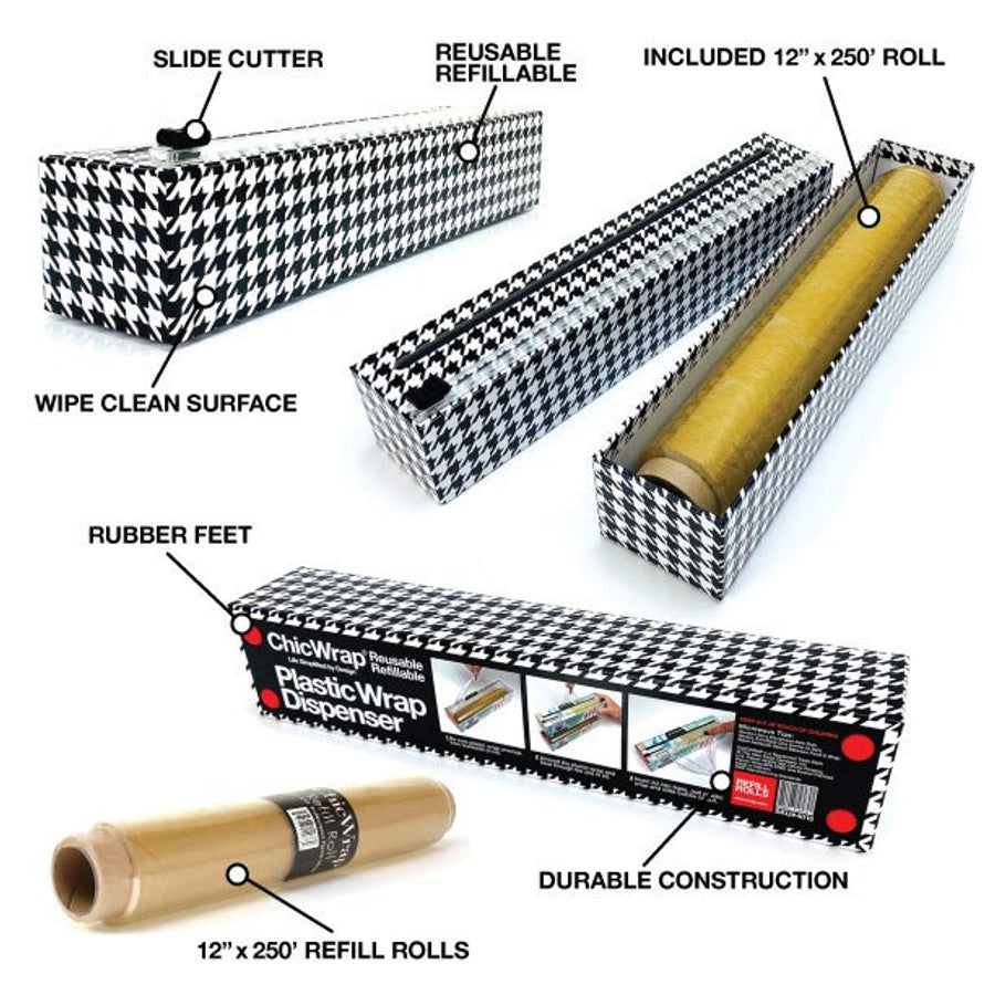 Houndstooth Plastic Wrap 12" x 250' Dispenser