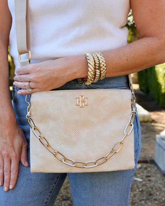 Ariana Crossbody in Shimmer Champagne