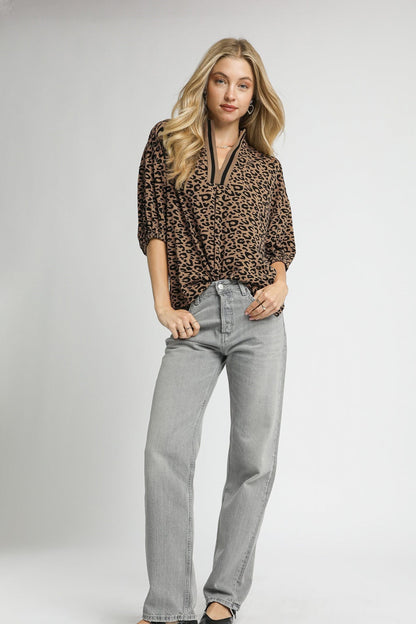 Jacquard Animal Print Blouse