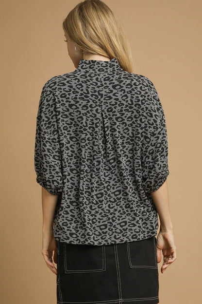 Jacquard Animal Print Blouse