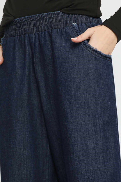 Denim Fringe Pants