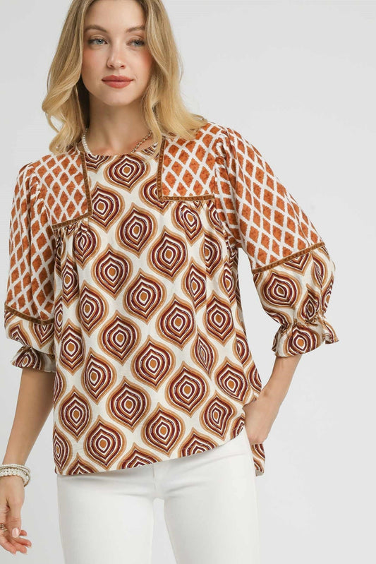 Retro Geometric Blouse