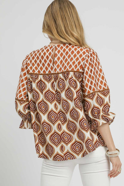 Retro Geometric Blouse
