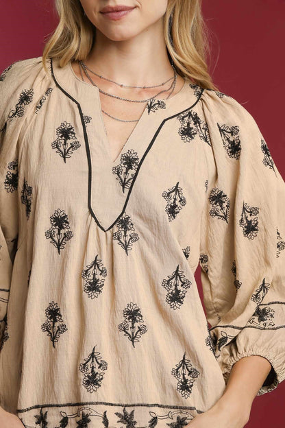 Floral 3/4 Sleeve Blouse